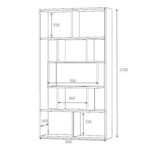 Libreria Face grigio cemento 90x30x170H cm