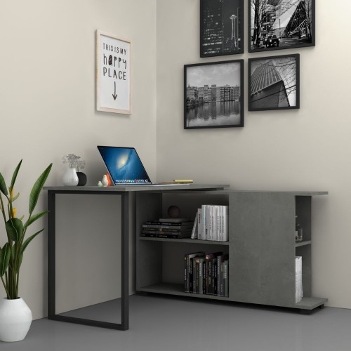 Scrivania con libreria Oslo cemento 120x60 cm