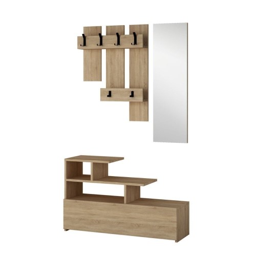 Mobile ingresso Vesty rovere oak con scarpiera e specchio – Design mod