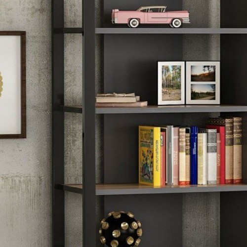 Libreria Leno colore antracite ripiani noce 94x160