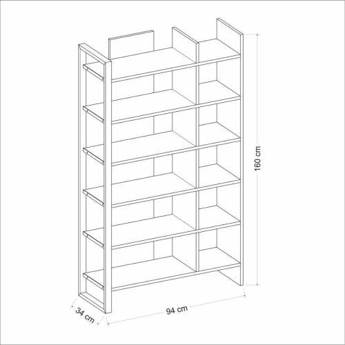 Libreria Leno colore antracite ripiani noce 94x160
