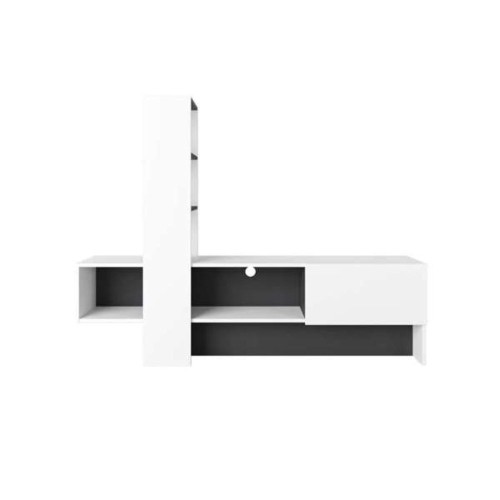 Mobile porta TV Troya bianco antracite con anta a ribalta