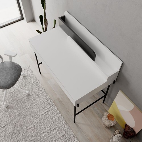 Scrivania Leila bianco con dettagli antracite con cassetto