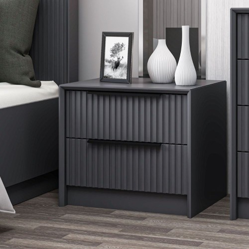 Comodino Kale in colore antracite con due cassetti