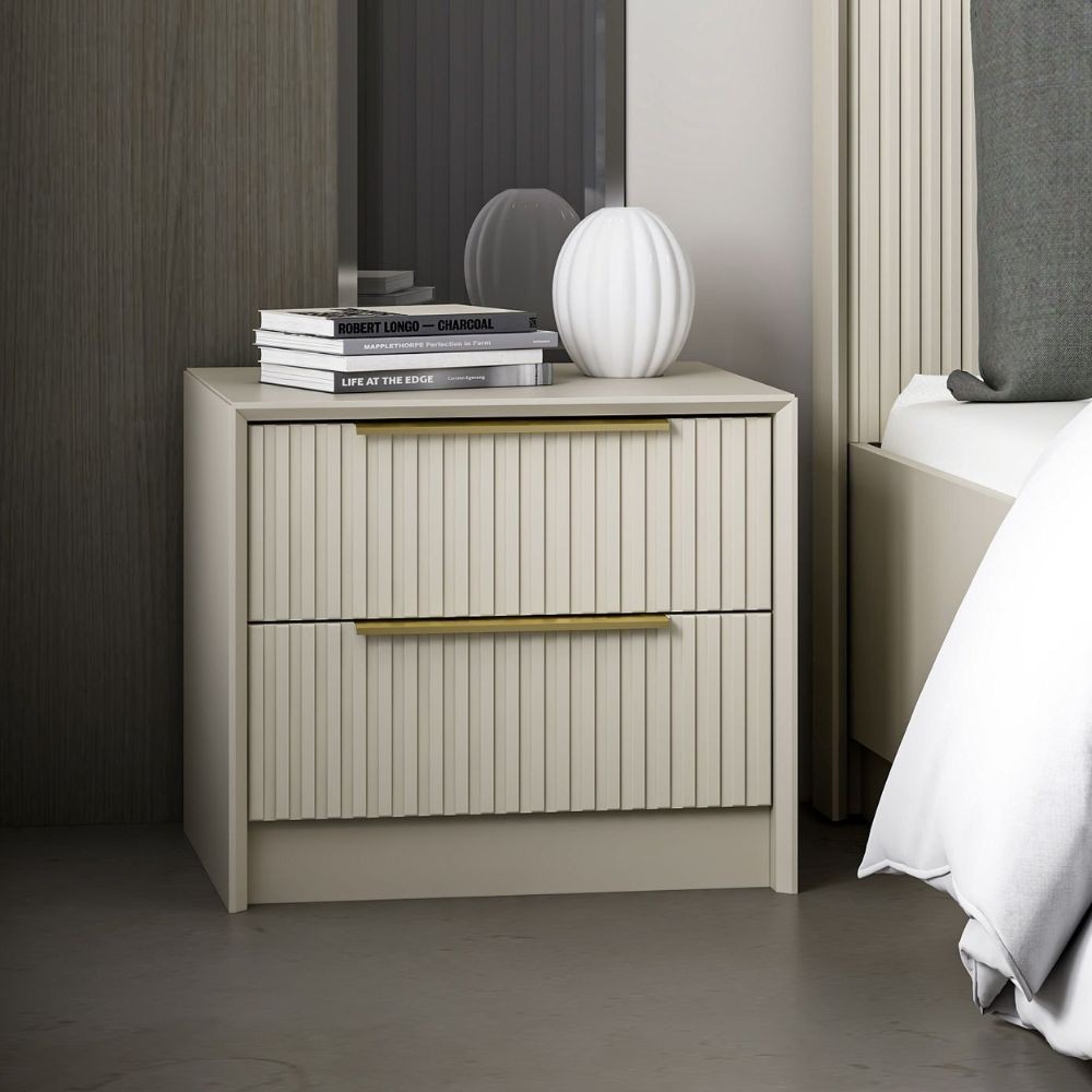 Comodino Kale in colore cashmere con due cassetti