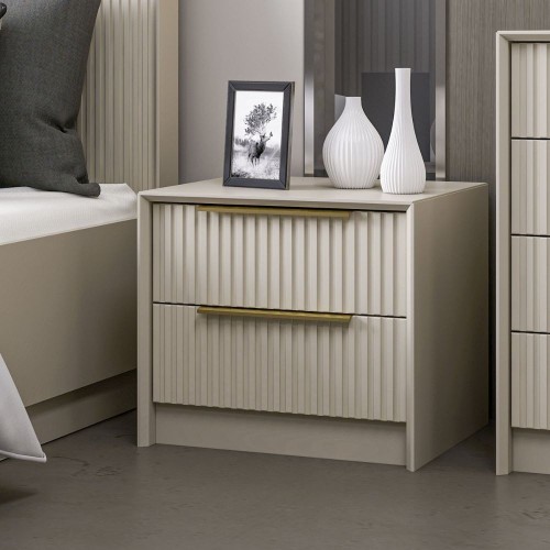 Comodino Kale in colore cashmere con due cassetti