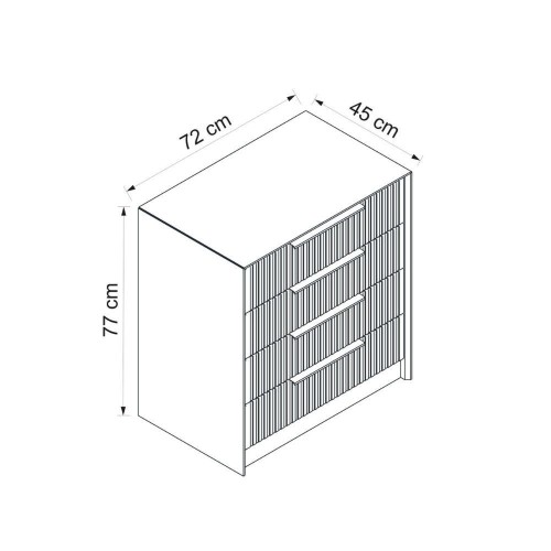 Cassettiera Kale 4 cassetti incassati effetto cannettato