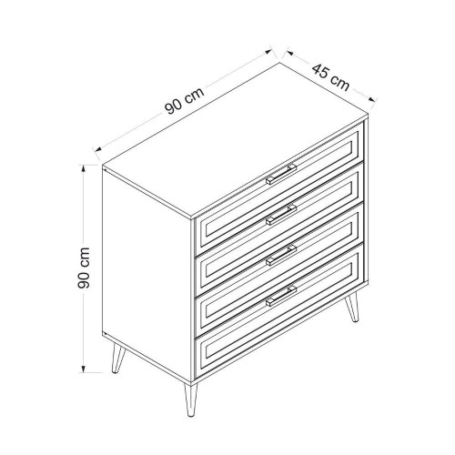 Cassettiera Prime 4 cassetti colore cashmere