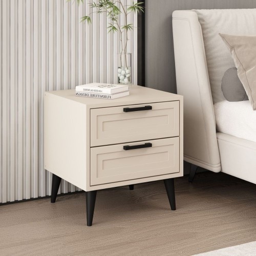 Comodino Prime con 2 cassetti colore cashmere