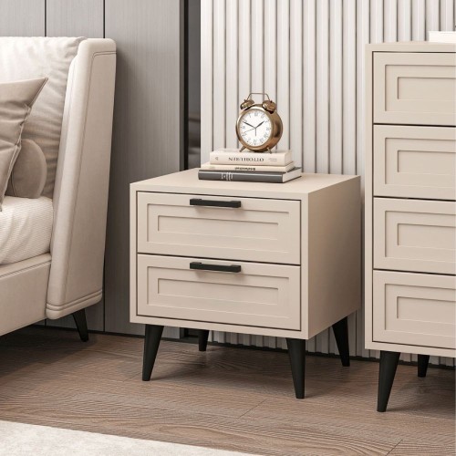 Comodino Prime con 2 cassetti colore cashmere