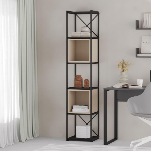 Libreria Vale mini con struttura in metallo nero e cubotti cashmere