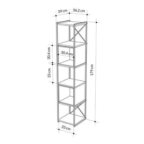 Libreria Vale mini con struttura in metallo nero e cubotti cashmere