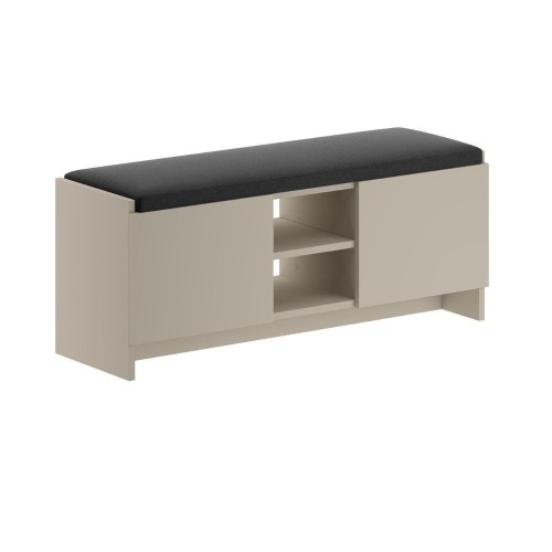 Panca scarpiera con cuscino Zulla cashmere con 2 ante