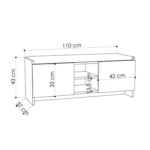 Panca scarpiera con cuscino Zulla cashmere con 2 ante