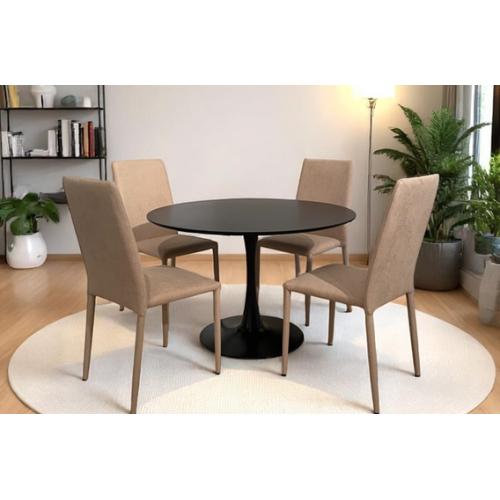 Tavolo da pranzo rotondo nero per interni 75x110 cm