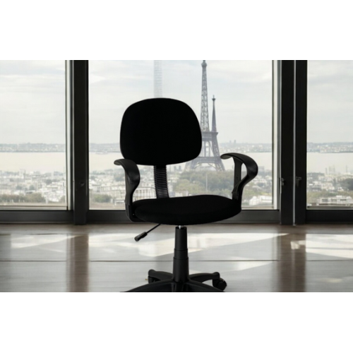 Sedia imbottita nera con le rotelle