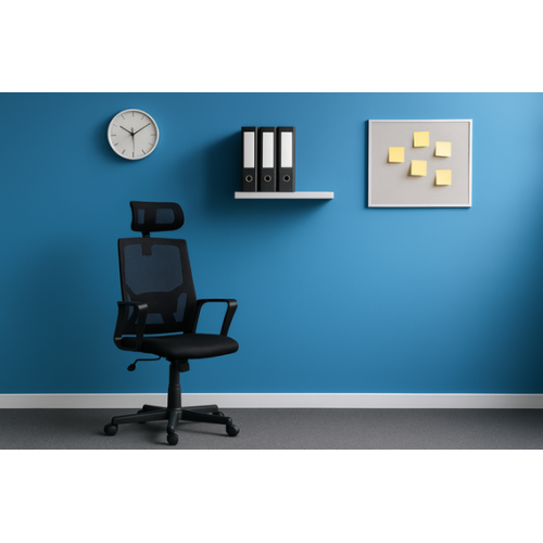 Sedia con le rotelle da ufficio con poggiatesta