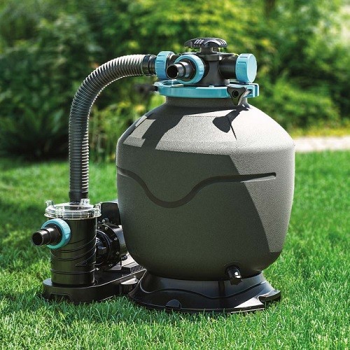 Piscina Quadrata Gre Avantgarde KPCOR28T in Composito Antracite Ø 324x124 cm - Kit Completo con Filtro a Sabbia e LED