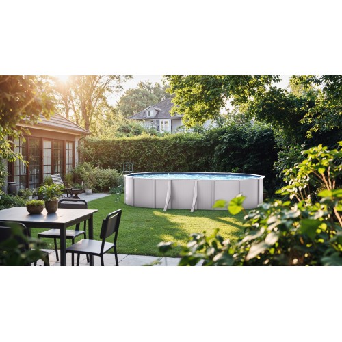 Piscina Fuori Terra GRE KIT610QGRE Ovale Bianca 610x375x120 cm