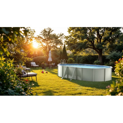 Piscina Fuori Terra GRE KIT610QGRE Ovale Bianca 610x375x120 cm