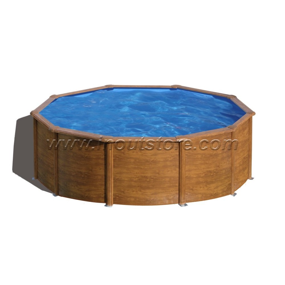 Piscina fuori terra acciaio 300x120, KIT300QGRE, Piscina GRE rotonda bianca, Piscina giardino senza opere murarie.