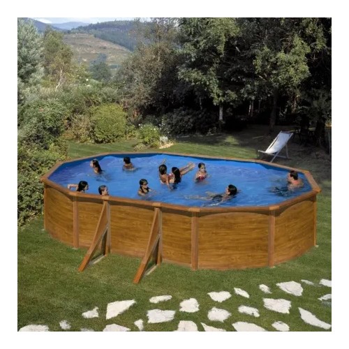 Piscina Fuori Terra Ovale Gre KIT500WQGRE 500x300x120 cm Effetto Legno