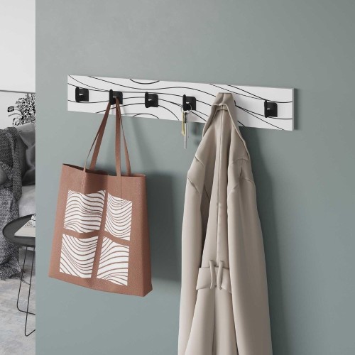 Appendiabiti a muro Flow 6 ganci colore bianco con dettagli