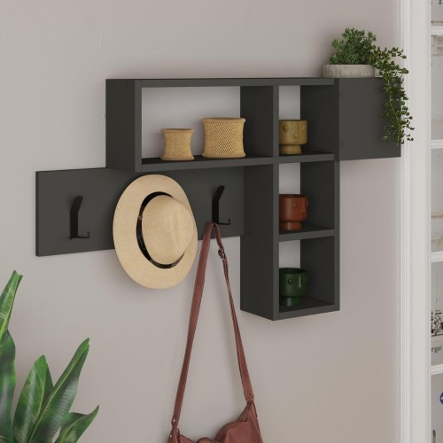 Appendiabiti da parete antracite con 3 ganci appendiabiti e