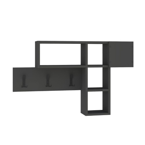 Appendiabiti da parete antracite con 3 ganci appendiabiti e