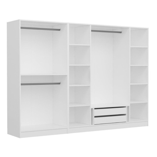 Armadio Kale colore bianco con 6 ante battenti a specchio