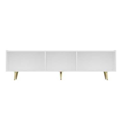 Base porta tv Jose colore bianco con inserti dorati