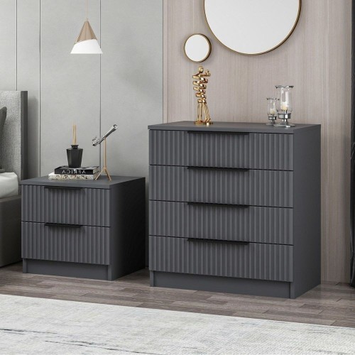 Cassettiera Kale 4 cassetti a filo effetto cannettato