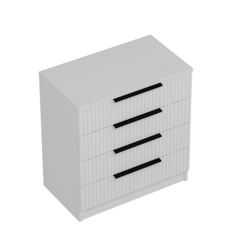 Cassettiera Kale 4 cassetti effetto cannettato bianco con