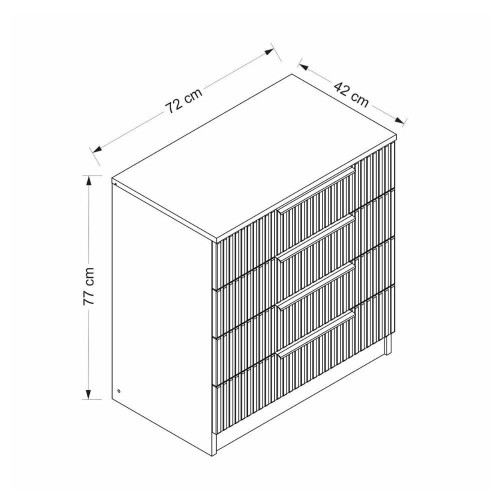 Cassettiera Kale 4 cassetti effetto cannettato bianco con