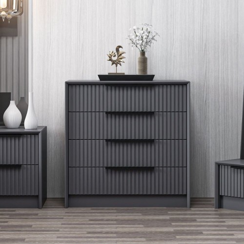 Cassettiera Kale 4 cassetti incassati effetto cannettato