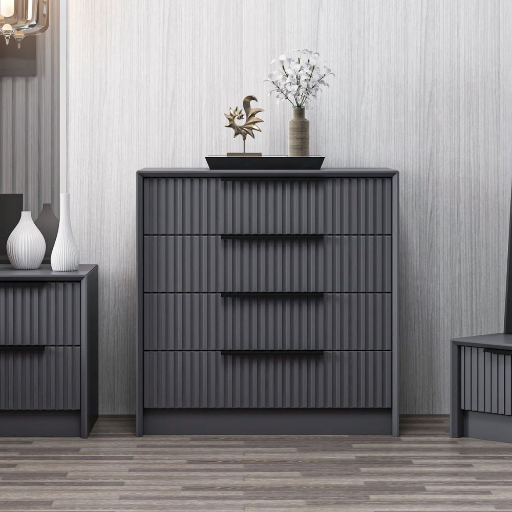 Cassettiera Kale 4 cassetti incassati effetto cannettato