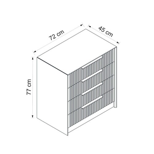 Cassettiera Kale 4 cassetti incassati effetto cannettato