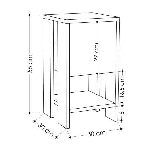 Comodino Ema antracite anta ribalta 30x30x55h EFFEZETA