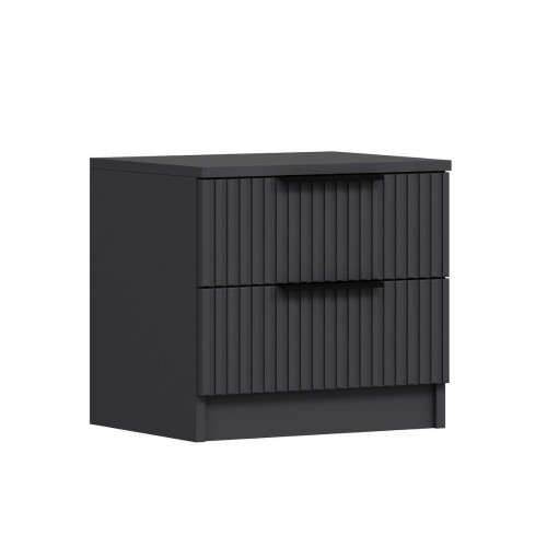 Comodino Kale con 2 cassetti a filo effetto cannettato