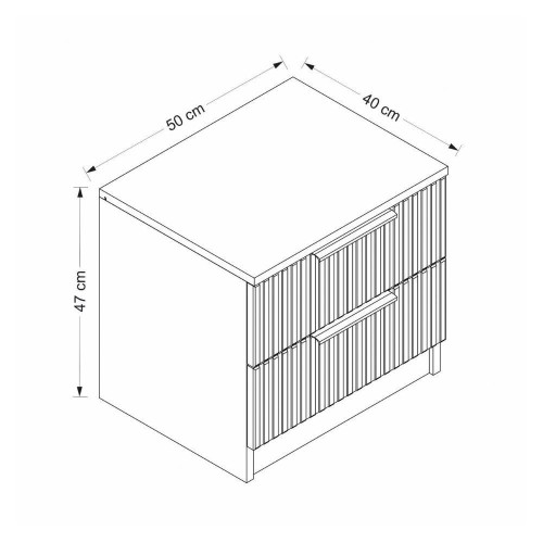 Comodino Kale con 2 cassetti a filo effetto cannettato