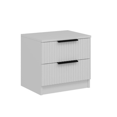 Comodino Kale con 2 cassetti a filo effetto cannettato