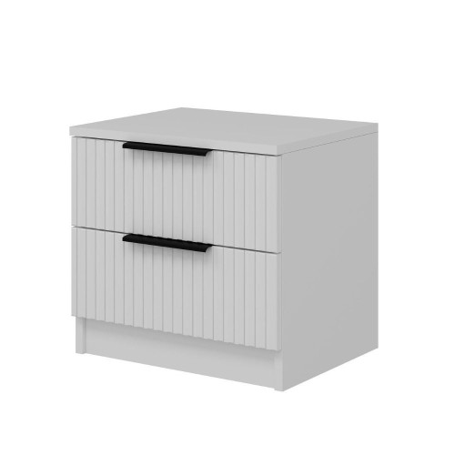 Comodino Kale con 2 cassetti a filo effetto cannettato