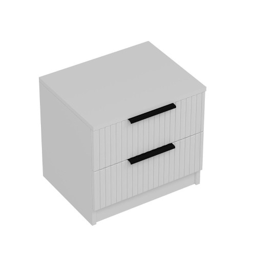 Comodino Kale con 2 cassetti a filo effetto cannettato