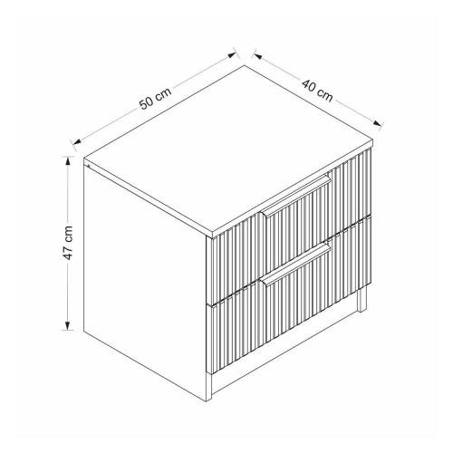 Comodino Kale con 2 cassetti a filo effetto cannettato