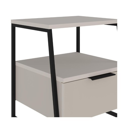 Comodino Pal con struttura cashmere e gambe in metallo nero