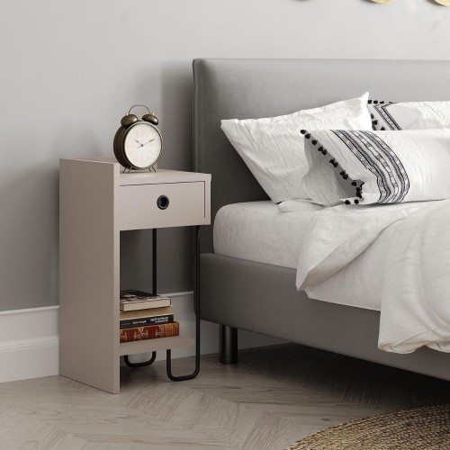 Comodino Sirius con cassetto colore tortora e gamba in