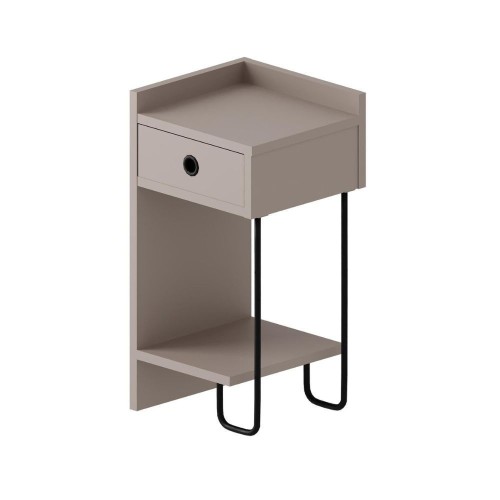 Comodino Sirius con cassetto colore tortora e gamba in