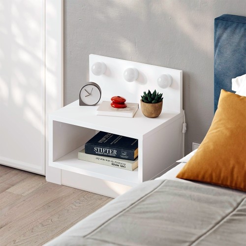 Comodino sospeso Treo con luci integrate colore bianco