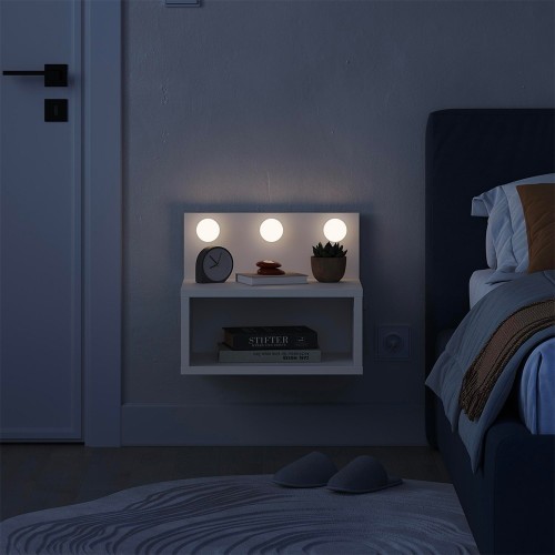 Comodino sospeso Treo con luci integrate colore bianco