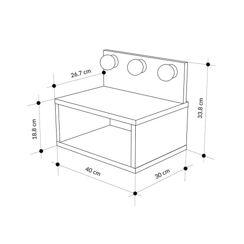 Comodino sospeso Treo con luci integrate colore bianco